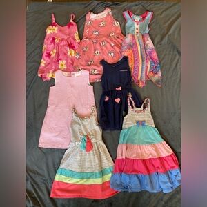 Bundle of 7 springtime and summer dresses for toddler (3T-4T)